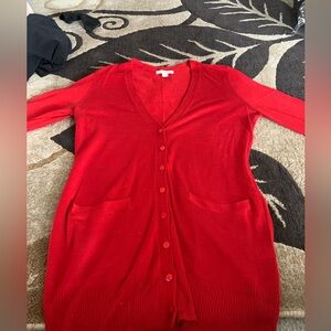 Red long cardigan